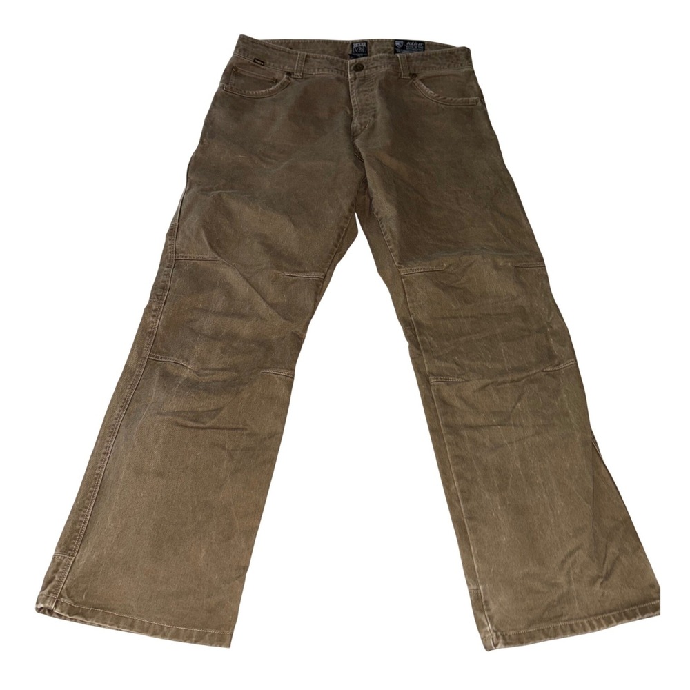 KUHL RYDR Pants Mens 38x32 Brown Canvas VTG Patina Dye Hiking Workwear Stretch